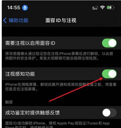 镇平苹果14维修网点分享iPhone14注视感知功能有什么用 